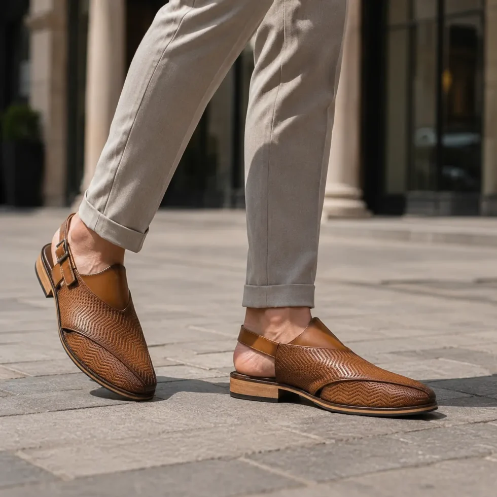 Zigzag Leather Tan Ethnic For Men's