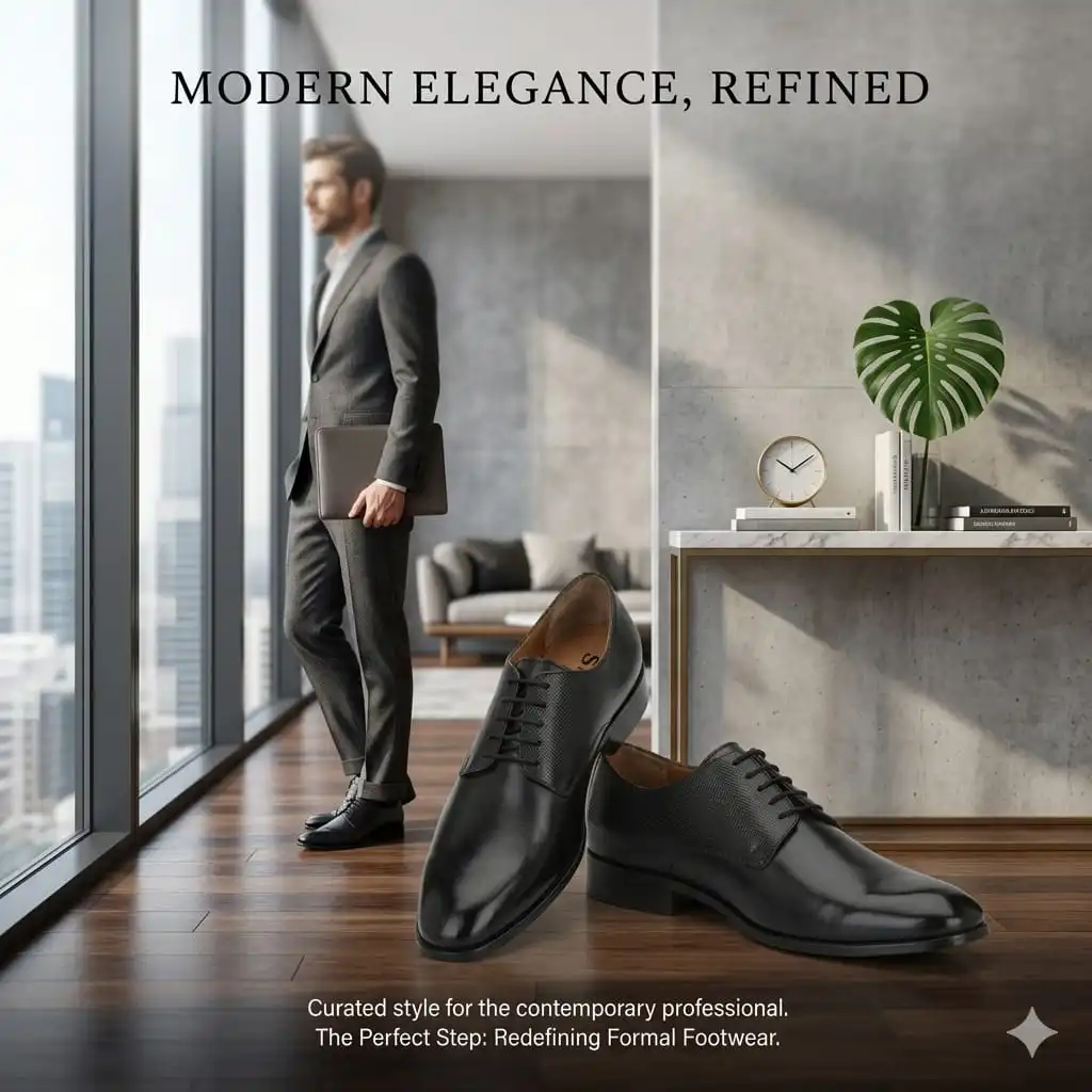 Premium black formal shoes by Salient Shoes